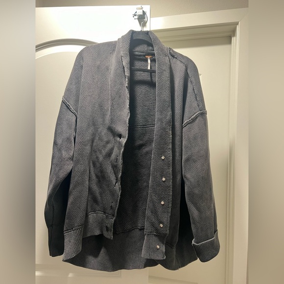 Free people oversized slouch grey / black sweater - Picture 3 of 10